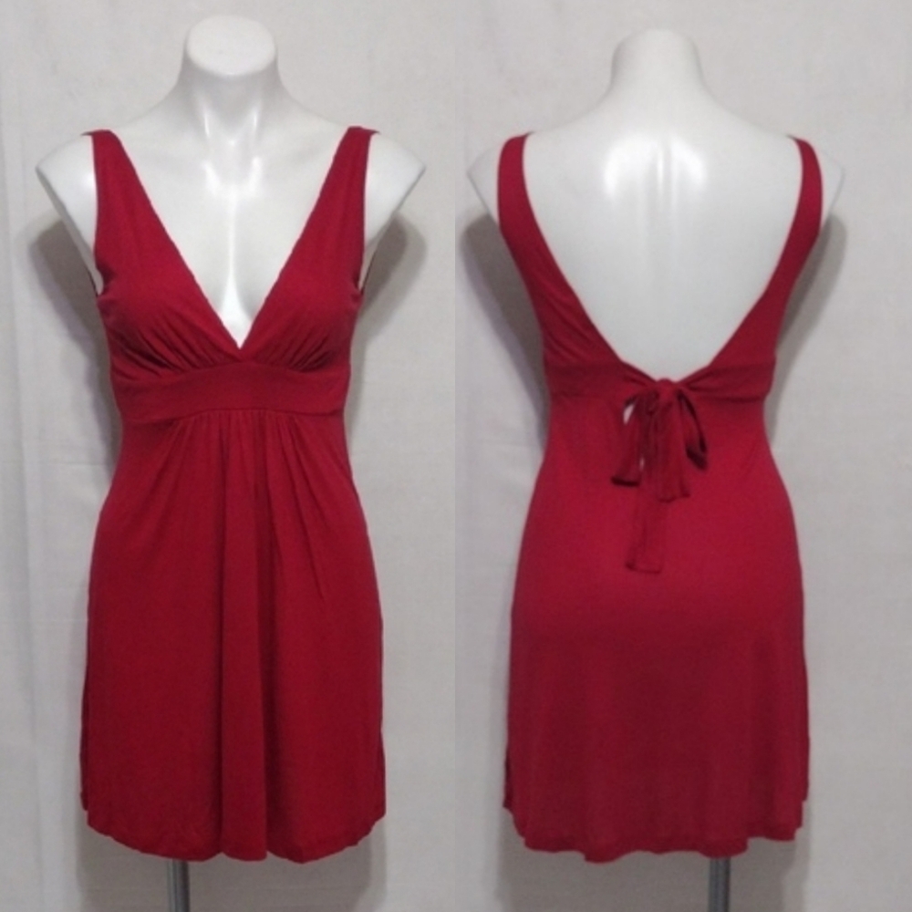 Guess Jeans Burgundy Sleeveless Mini Dress Bareback Tie-Up Closure Party Dress S